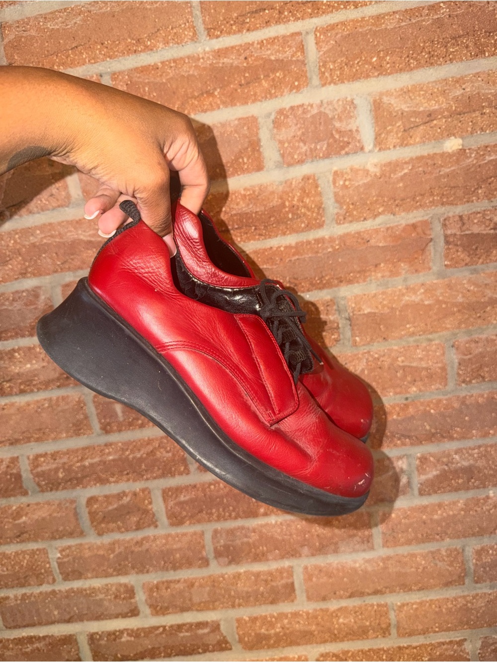 Men's Red Leather Casual Sneakers